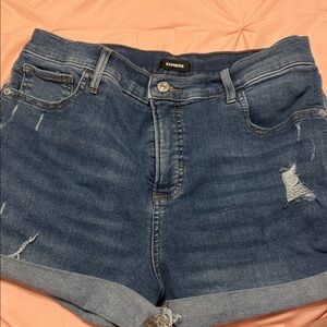 Express Women's Distressed Blue Jean Shorts
